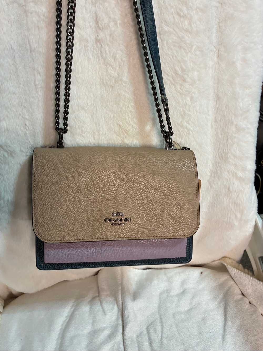 Coach Klare Leather Colorblock Crossbody Bag - Taupe & Lilac